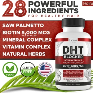 مکمل رشد مو dht blocker برند Hairo Nutrition ساخت آمریکا 60 عددی