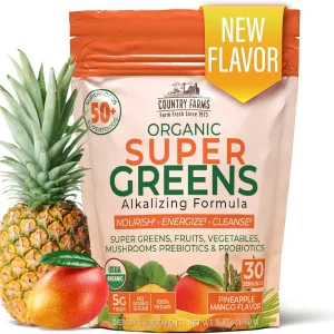 پودر غذای کامل سوپر گرین با طعم های مختلف برند COUNTRY FARMS ساخت آمریکا