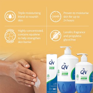 کرم مرطوب کننده پوست خیلی خشک و حساس کیووی Qv Moisturising Cream For Very Dry &amp; Sensitive Skin 100gr