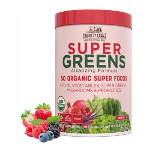 پودر غذای کامل سوپر گرین با طعم های مختلف برند COUNTRY FARMS ساخت آمریکا