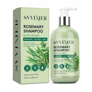 شامپو رزماری Svvimer Biotin Infused  تقویت‌کننده و ضد ریزش مو با رزماری، تی‌تری و نعناع 340 میل