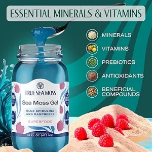 ژل خزه دریایی به همراه اسپیرولینا آبی و نعنا  برند true sea moss ساخت آمریکا 473 میلی گرم