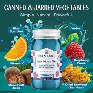 ژل خزه دریایی به همراه اسپیرولینا آبی و نعنا  برند true sea moss ساخت آمریکا 473 میلی گرم