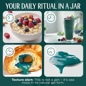 ژل خزه دریایی به همراه اسپیرولینا آبی و نعنا  برند true sea moss ساخت آمریکا 473 میلی گرم