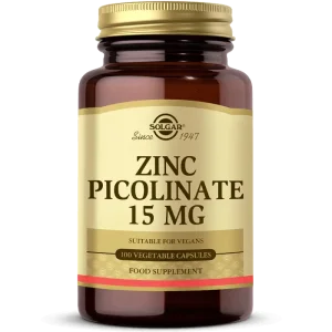 کپسول زینک پیکولینات 15 میلی گرم 100 عددی برند سولگار ساخت آمریکا zinc picolinate 15 mg solgar