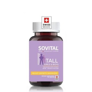 مکمل افزایش رشد قد کودکان و نوجوانان سوویتال SOVITAL Tall Girls & Boys | حاوی ترکیبات حمایت‌کننده از رشد استخوان | 90 کپسول ساخت سوییس