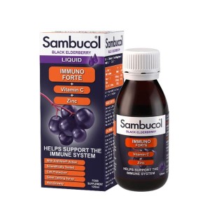 شربت سامباکول ایمونو فورته Sambucol Black Elderberry Immuno Forte + Vitamin C & Zinc | تقویت سیستم ایمنی | 120 میل ساخت انگلیس