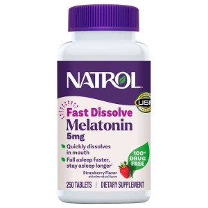 مکمل خواب ملاتونین ۵ میلی گرم ناترول غیر دارویی 250 عددی ساخت آمریکا NATROL MELATONIN, 5 MG (FAST DISSOLVE) 250 TABLETS