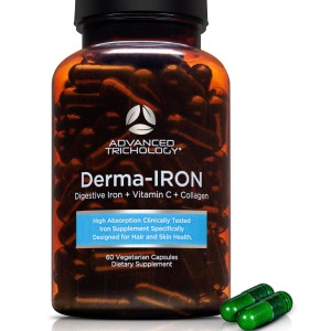 مکمل آهن همراه با ویتامین C و کلاژن دریایی برند advance trichology ساخت آمریکا 60 عددی