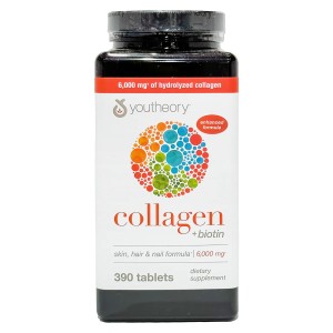 کلاژن بیوتین 6000 mg یوتئوری اصل آمریکا 390 عددی youtheory collagen +biotin