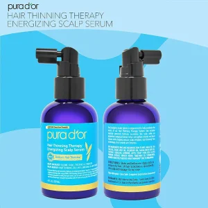 سرم انرژی بخش پوست سر و درمان نازک شدن مو برند purador ساخت آمریکا حجم ۱۲۰ میل PURA D&#39;OR Scalp Therapy Energizing Scalp Serum Revitalizer (4oz) with Argan Oil, Biotin, Caffeine, Stem Cell, Catalase &amp; DHT Blockers, All Hair Types, Men &amp; Women