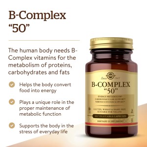 کپسول ب کمپلکس برند سولگار 100 عددی  B-COMPLEX “50” VEGETABLE CAPSULES