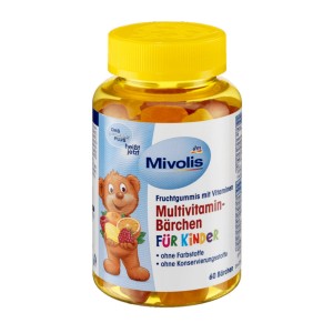 مولتی ویتامین پاستیلی کودکان برند میوولیس ساخت آلمان 60 عددی  Multivitamin-Bärchen für Kinder, Fruchtgummis, 60 St., 120 g