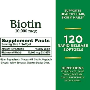 مکمل بیوتین نیچرز بونتی 120 عدد سافت ژل 10000 میکرو گرم Nature&#39;s Bounty Biotin