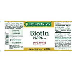 مکمل بیوتین نیچرز بونتی 120 عدد سافت ژل 10000 میکرو گرم Nature&#39;s Bounty Biotin