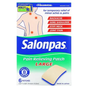چسب تسکین دهنده درد سایز لارج salonpas ساخت ژاپن 6 عددی