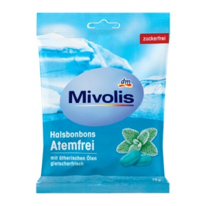 آبنبات اکالیپتوس برند mivolis ساخت آلمان 75 گرمی