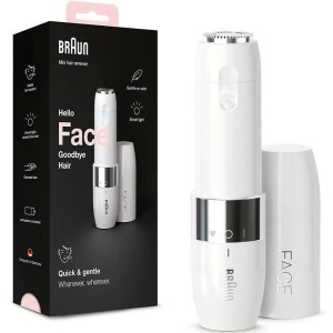 شیور یا ماشین اصلاح موهای زائد صورت بانوان براون FS1000 هلو فیس گودبای هیر Braun Face Mini hair remover FS1000 with Smartlight, white