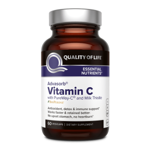 کپسول ویتامین سی  + عصاره خار مریم برند quality of life ساخت آمریکا 60 عددی