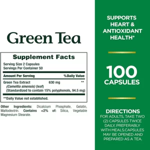 کپسول چای سبز 315 میلی گرم  برند نیچربونتی 100 عددی ساخت آمریکا Nature&#39;s Bounty Green Tea Extract 315 mg