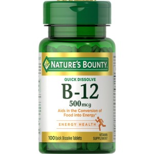 مکمل B12 برند نیچربونتی 100 عددی ساخت آمریکا Nature's Bounty Vitamin B12 500 mcg