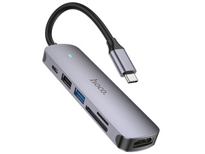 هاب تایپ سی 6 پورت هوکو  Hoco Type-C hub HB28 HDTV + PD + USB3.0 + USB2.0 + SD + TF