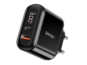 شارژر دیواری سریع 2 پورت یوسامز Usams T23 QC3.0 PD3.0 Digital Fast Charger