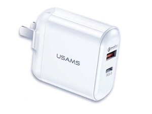 شارژر دیواری سریع 2 پورت یوسامز Usams T12 PD QC3.0 Fast USB Wall Charger
