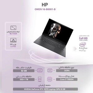 لپ تاپ 16.1 اینچی اچ‌پی مدل OMEN 16-B0001-i7 32GB 1TB 3070