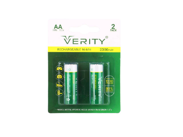 باتری دوتایی قلمی شارژی Verity Rechargeable Ni-MH HR6 AA 2300mAh