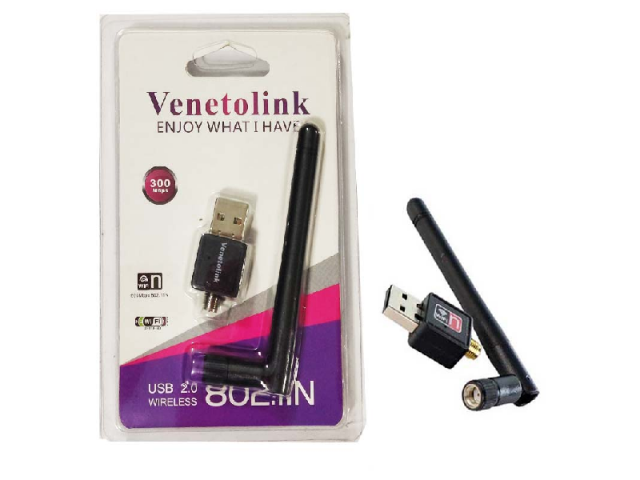 کارت شبکه بی سیم USB آنتن کوتاه ونتولینک Venetolink N300