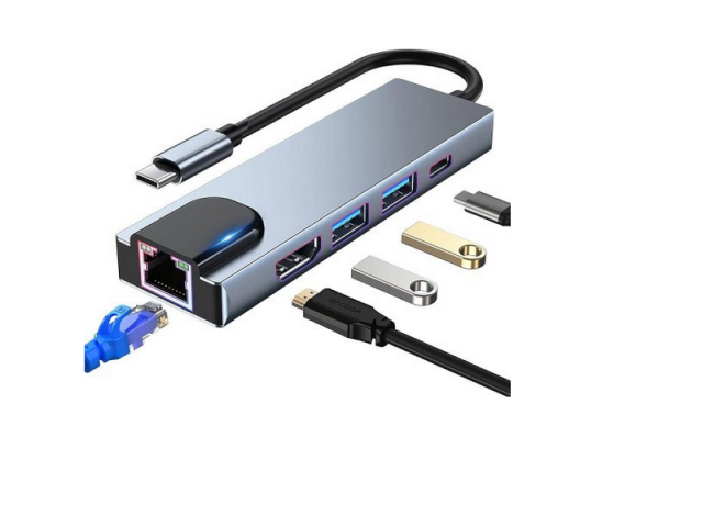 هاب Type-c مدل T-3602 TYPE C 5IN1