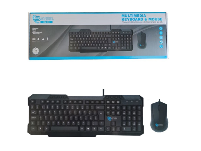 کیبورد و ماوس سیم دار بیبل مدل KM300 مولتی مدیا ضد آب