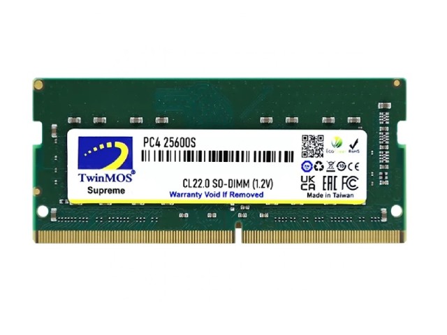 رم لپتاپ توین موس تک کاناله فرکانس 3200مگاهرتز DDR4 تایمینگ CL22 حافظه 8 گیگا بایت TWIN MOS 8GB DDR4 کارکرده