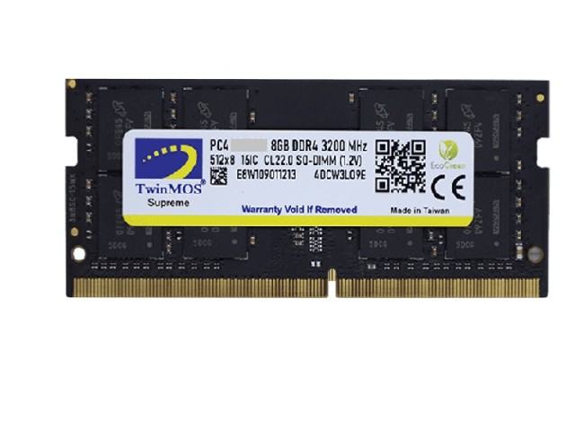 رم لپتاپ توین موس تک کاناله فرکانس 3200مگاهرتز DDR4 تایمینگ CL22 حافظه 8 گیگا بایت TWIN MOS 8GB DDR4 3200 کارکرده