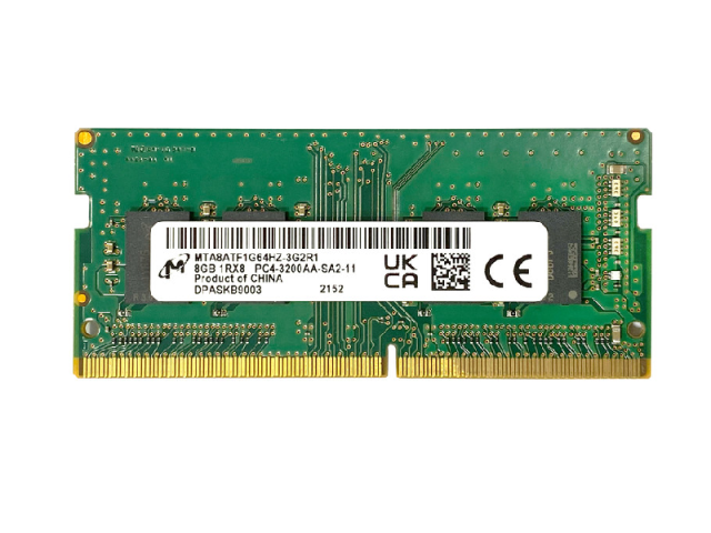 رم لپ تاپ DDR4 تک کاناله 3200 مگاهرتز CL22 میکرون مدل MTA4ATF1G64HZ ظرفیت 8 گیگابایت کارکرده