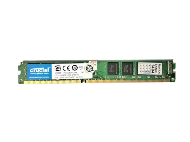 رم دسکتاپ 4گیگ DDR3 کرووشیال 1600 RAM CRUCIAL DDR3 1600MHz 4GB کارکرده