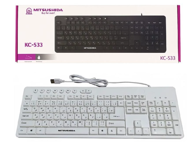 صفحه کلید سیم دار میتسوشیدا Mitsubishi KC-533 رنگ سفید (کیبورد)