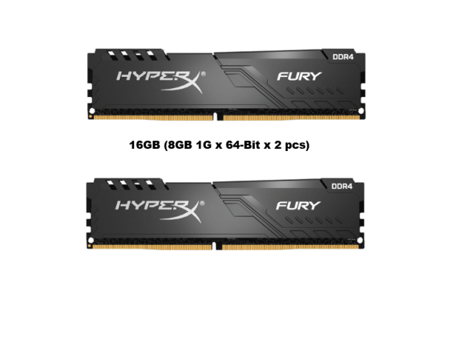 رم کامپیوتر هایپرایکس مدل FURY ظرفیت ۱۶ گیگابایت (8GB 1G x 64-Bit x 2 pcs)فرکانس ۲۶۶۶ مگاهرتز  CL16
