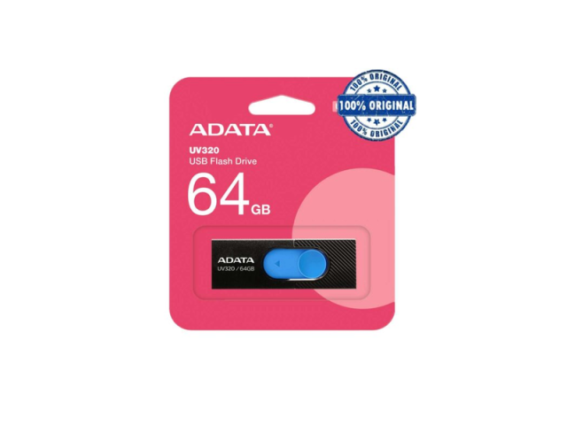 فلش ای دیتا مدل ADATA UV320 64G USB 3.2 آبی مشکی