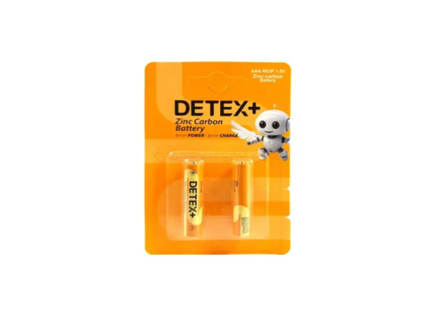 باتری ساده نیم قلم دتکس پلاس مدل DETEX+ AAA R03P بسته 2 عددی