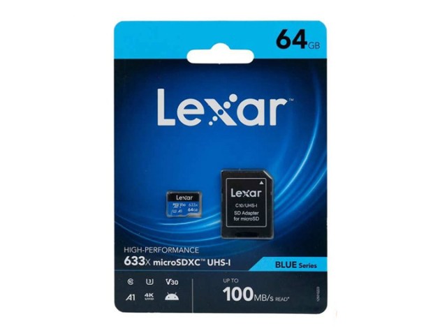 کارت حافظه لکسار MICROSDHC با ظرفیت 64 گیگابایت