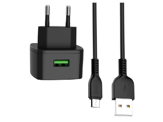 شارژر فست شارژ HOCO C70A QC3.0 + کابل میکرو یو اس بی