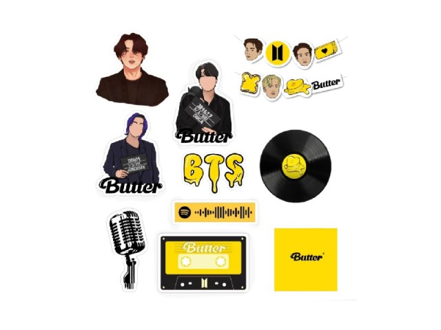 استیکر لپ تاپ طرح بی تی اس butter زرد