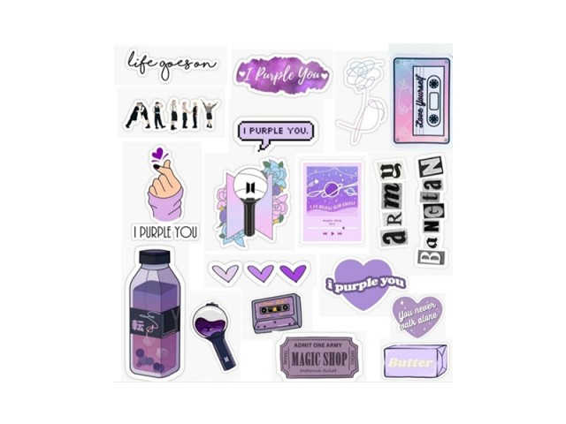 استیکر لپ تاپ طرح bts مجموعه 19 عددی