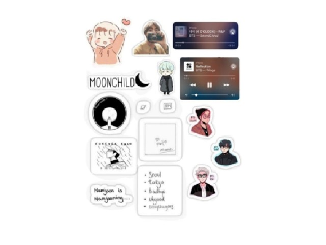 استیکر لپ تاپ طرح BTS lovely music مجموعه 16 عددی