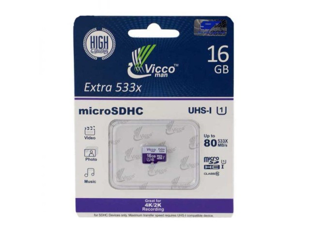 کارت حافظه microSDHC ویکو من مدل Extre 533X کلاس 10 استاندارد UHS-I U1 سرعت80MBpsظرفیت 16 گیگابایت