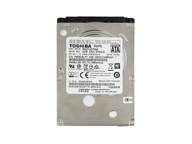 هارد HDD لپ تاپ 500 گیگابایت توشیبا Sata7200RPM Slim کارکرده