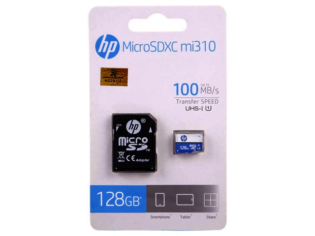 مموری کارت میکرو ۱۲۸ گیگابایت اچ پی HP Mi330 U1 C10 100MB/s دارای خشاب