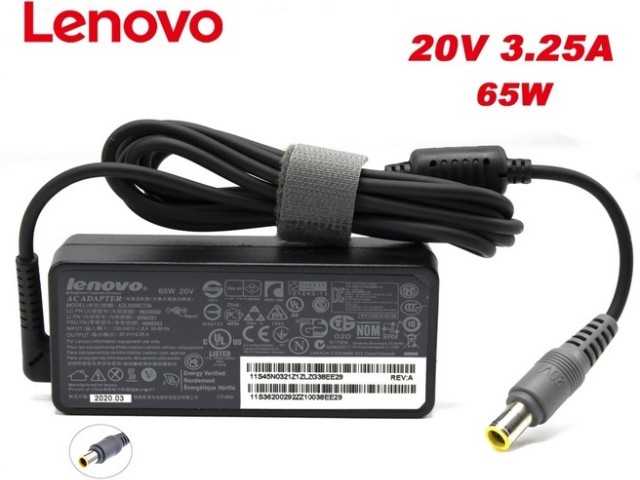 شارژر لپ تاپ لنوو Lenovo 20V-3.25A سرکانکتور 5.5*7.9 اورجینال